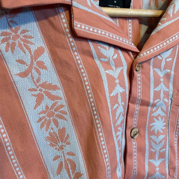 Rip Curl Topanga Short Sleeve Button Up Beach Vacay Shirt Coral - Picture 9 of 9